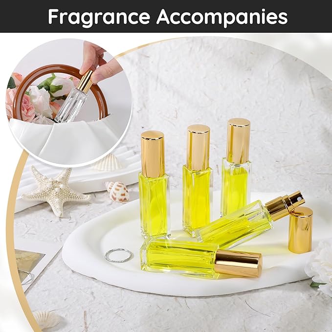 Segbeauty 40pcs 0.34oz Glass Travel Perfume Atomizer Refillable, Mini Glass Perfume Spray Bottle, 10ml Travel Cologne Sprayer with Dispensing Tool, Bulk Fine Mist Spray Bottles Fragrance Atomizer