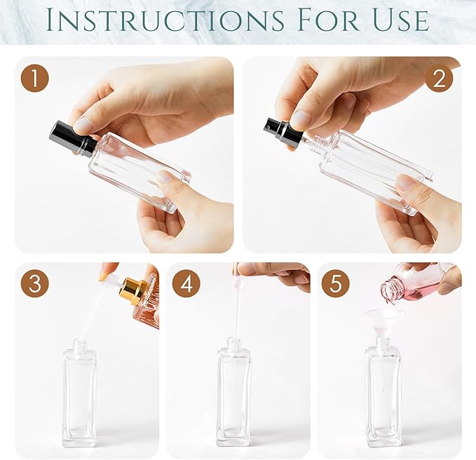 Domensi 30 Pcs 10/20/30 ml Perfume Travel Refillable Bottles Glass Spray Bottle Perfume Atomizer for Cologne Dispenser Leak-proof Fragrance Bottles Atomizer Pump Bottle Kit (Black)