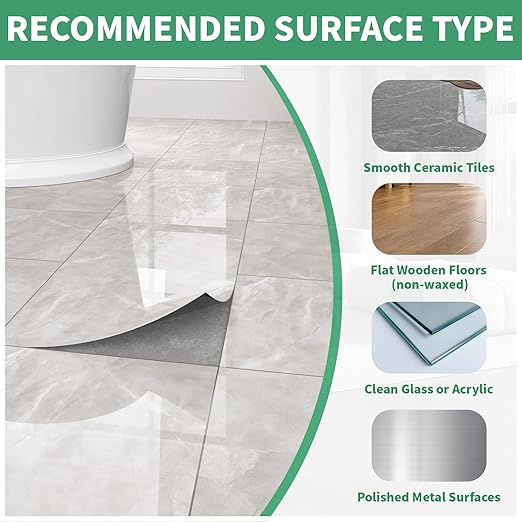 40-Pack Peel and Stick Floor Tiles Vinyl Floor 12 x 12 inch Self Adhesive Waterproof Glossy Flooring Planks DIY for Bathroom, Kitchen, Living Room, RV, Cover 40 Sq. Ft, Polish Light Grey Marble