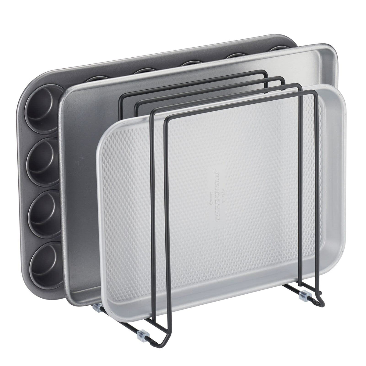 mDesign Pot Lid and Pan Rack — Metal Wire Rack for Cabinets - Image 1