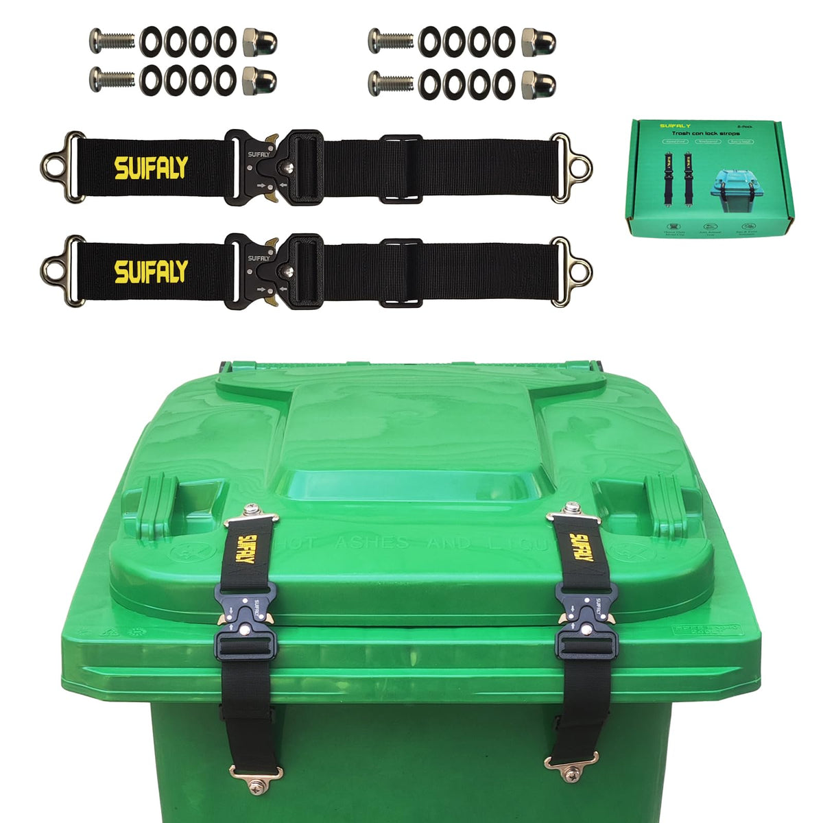 Bear Proof Trash Can Locks,Raccoon Proof Garbage Can Straps - Image 1