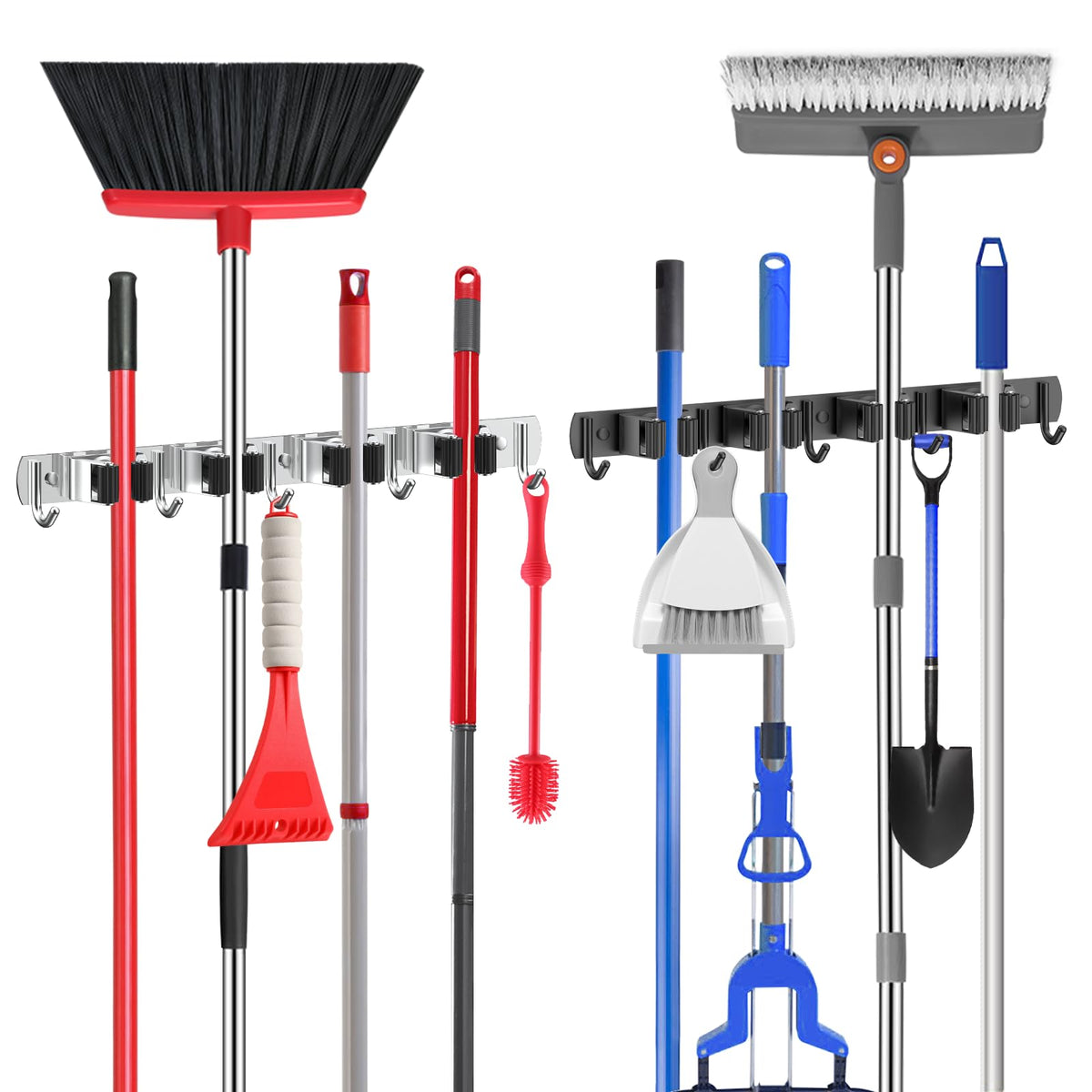 nacena 2 Pack Broom Holder Wall Mount Mop Hanger, Stainless Steel - Image 1