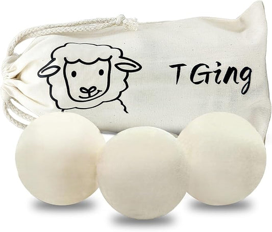 Reusable Wool Dryer Balls, 3.2-inch Handmade Felted Wool Balls (3-Pack), Softens Clothes, Naturally Reduces Drying Time and Static Electricity