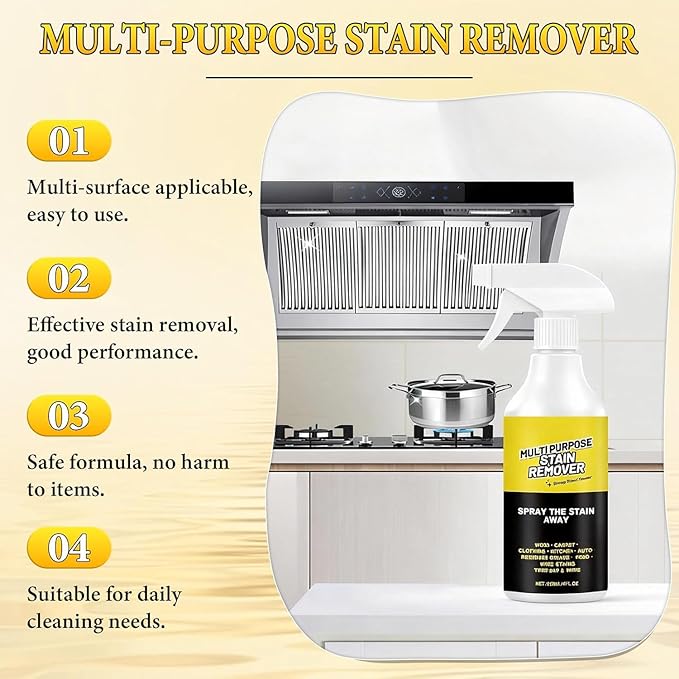 Multi-Purpose Stain Remover, A Powerful Cleaner，Kitchen Multi-purpose Foam Cleaner Spray, A powerful Cleaner for Kitchens, Floors, Cars, and Toile (1PCS*120ML)