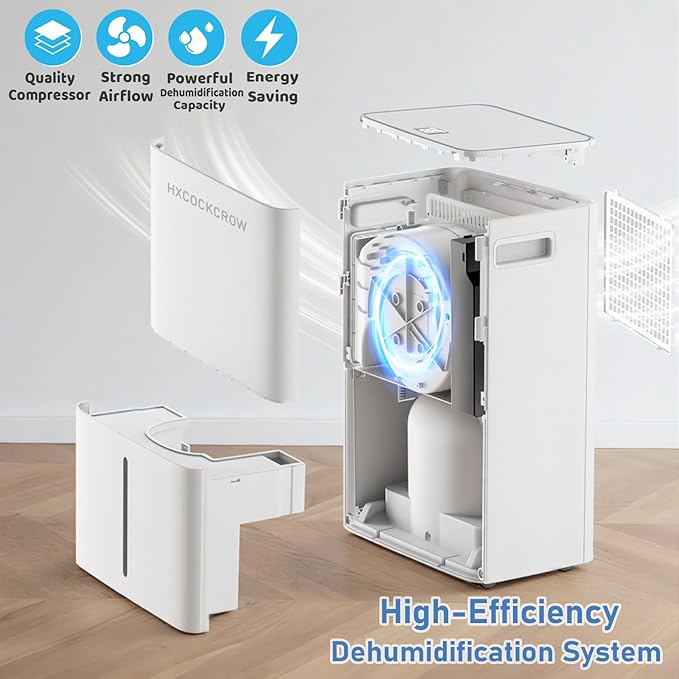 Dehumidifier for Basement Home 1200 Sq. ft, 17 Pints Dehumidifiers with Drain Hose for Bedroom Bathroom Large Room RV, 3 Working Modes, Intelligent Humidity Control, 24H Timer, Auto Defrost