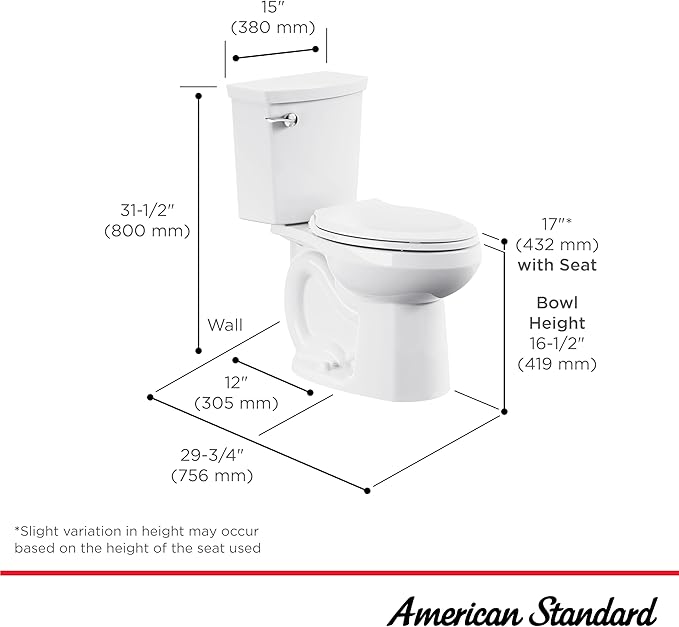 American Standard 606AA002.020 H2Option Two-Piece Toilet with Toilet Seat and Wax Ring, Elongated Front, Chair Height, Dual Flush, White, 0.92 - 1.28 gpf