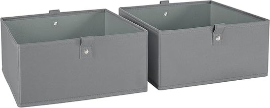 RiverRidge Kids 2pc Folding Storage Bins Set - 10.5” Bin Organizers with Handles - Gray Closet Organizer and Storage for Toys, Games, Shoes - Foldable Cube Storage Organizer Bins for Playroom, Nursery