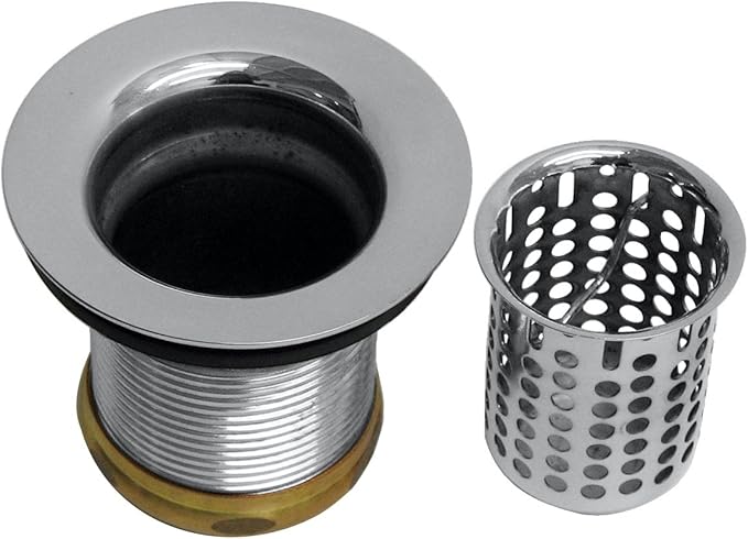 Westbrass R218-26 Junior Bar and Laundry Sink Drain Assembly with Removable Strainer Basket, Polished Chrome