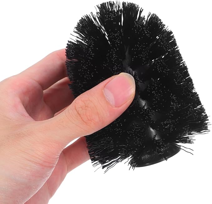 GARVALON 10pcs Toilet Brush Head Replacement Set with Stiff Bristles, Stainless Steel Bathroom Cleaning Brush Refills for Toilet Bowl, Black Fine Texture 75x100mm, Suitable for Home
