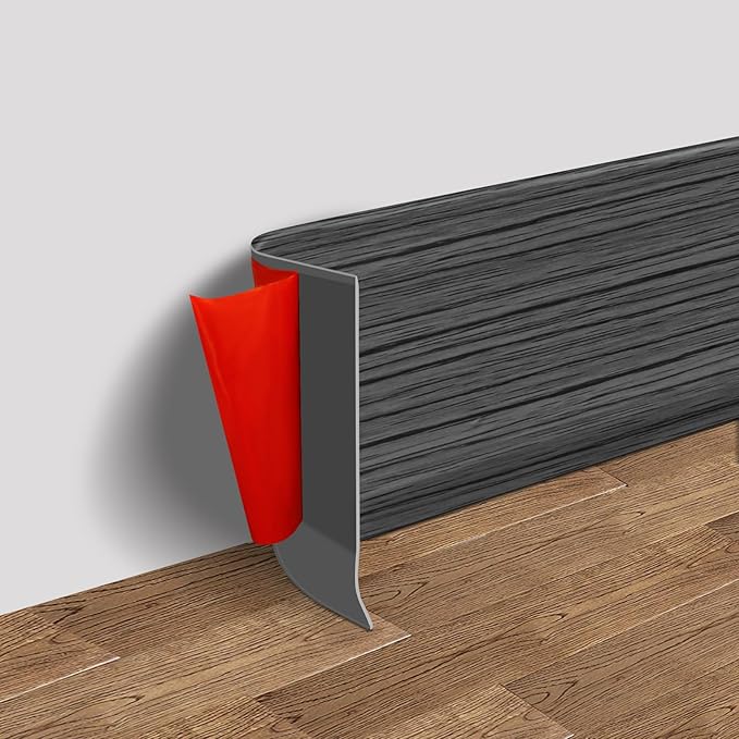Vinyl Wall Base Baseboard Molding Trim 4" Flexible Self Adhesive Rubber Wall Base Moulding Trim Peel and Stick Design, 4 Inch x 200 Feet, Dark Gray Wood