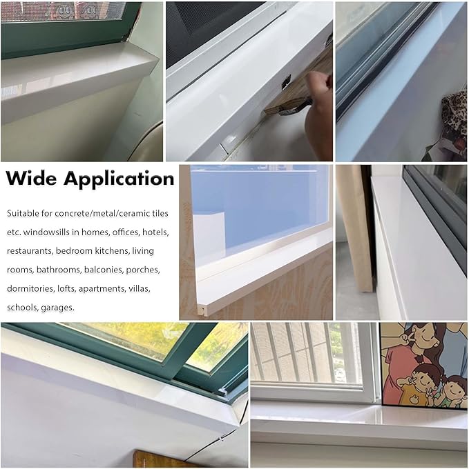White Window Sill Protector 48 inch Wide, 6 inch Deep Waterproof PVC Window Sills Cover Board, Cuttable Windows Replacement Plate for Decor