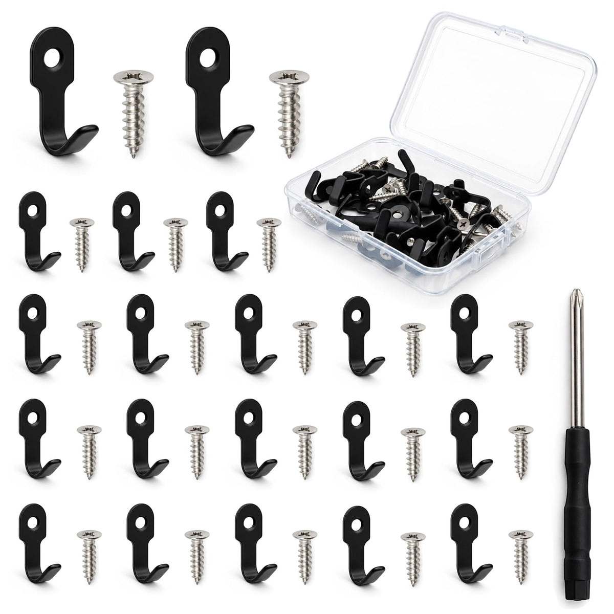 20Pcs Small Black Wall Hooks for Keys - Small Wall Hook Set - Image 1
