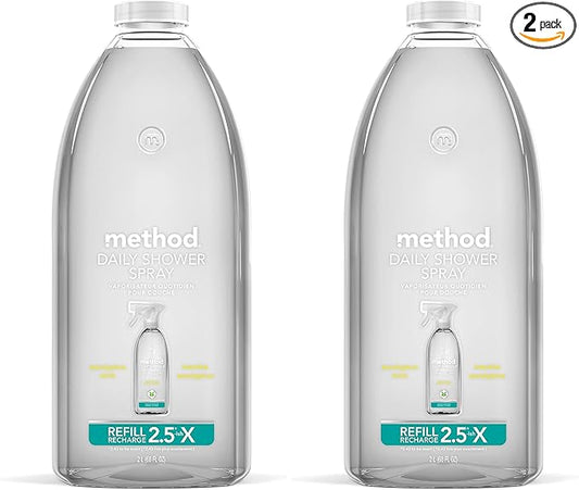 Method Daily Shower Cleaner Refill, Eucalyptus Mint, For Showers, Tile, Fixtures, Glass and Tubs, 68 Fl Oz (Pack of 2)