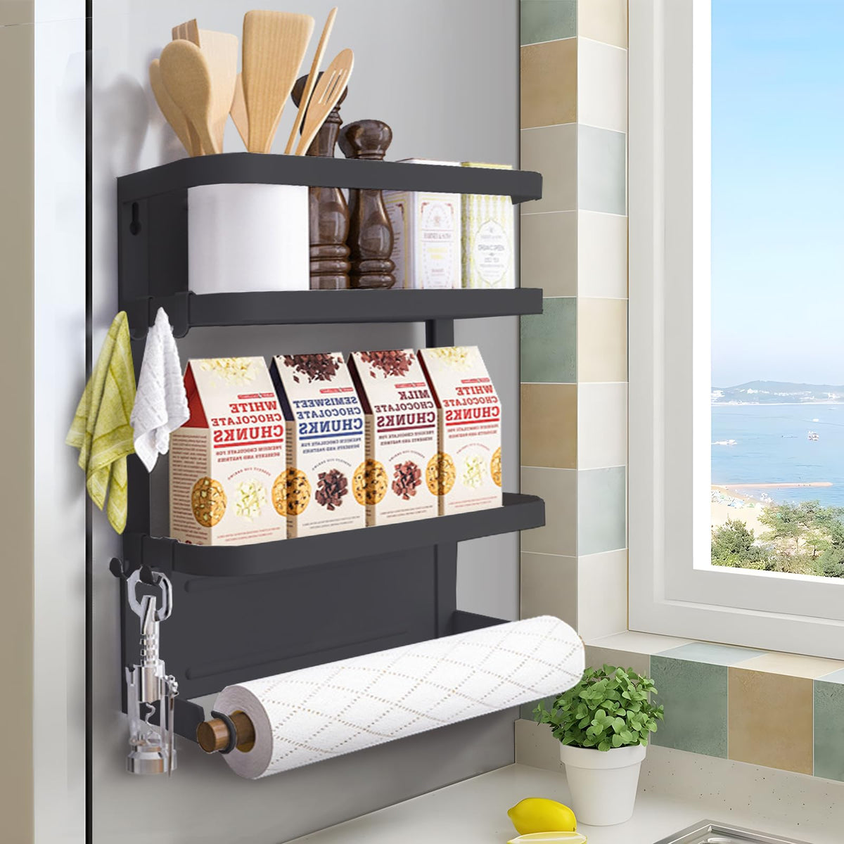 Magnetic Spice Rack for Refrigerator Magnetic Paper Towel - Image 1