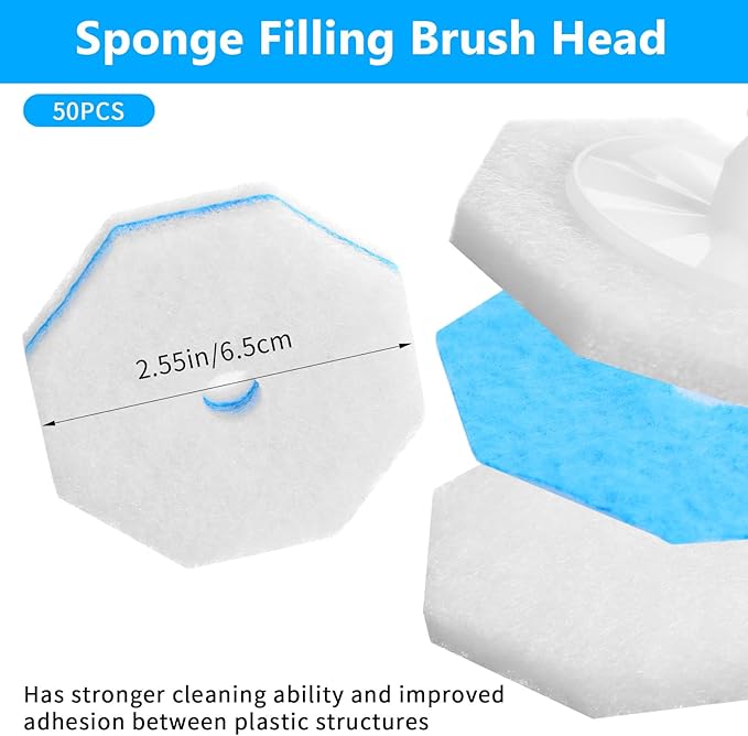 100 Pcs Toilet Wand Refills Disposable Toilet Brush Replacement Heads, Disposable Sponge Refill Heads Household Cleaning Bathroom Cleaners Compatible with Most Toilet Brushes