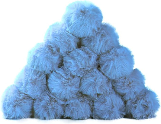 Craft Pom Pom Balls,Large Pink Poms Costume Accessory, Pom pom Balls for Arts and DIY Creative Crafts Decorations,Blue,3 Inches,20 Pieces.