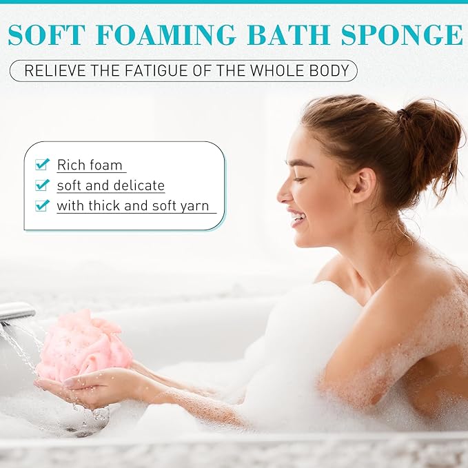 Sunnyray 200 Pcs Loofahs Bulk Bath Sponge Shower Luffas Exfoliating Body Scrubber Packs Soft Mesh Loofahs Balls Travel Cleaning Wash Puff Bathing Accessories for Women Men, 20g (Rainbow)