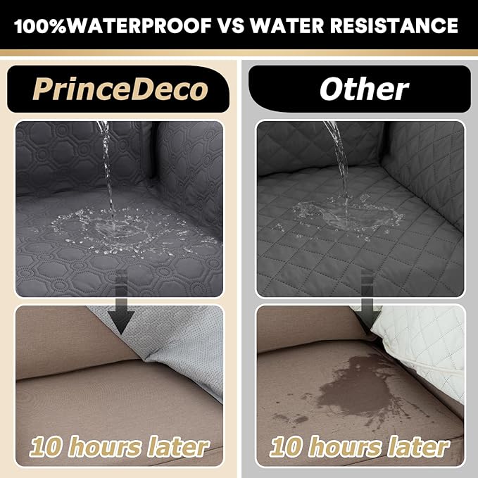 PrinceDeco Large Couch Covers for Oversized Sofa 3 Cushion Couch Sofa Cover for Dogs Water Proof Furniture Protector Cover with Elastic Straps for Pet (Oversized Sofa, Grey)