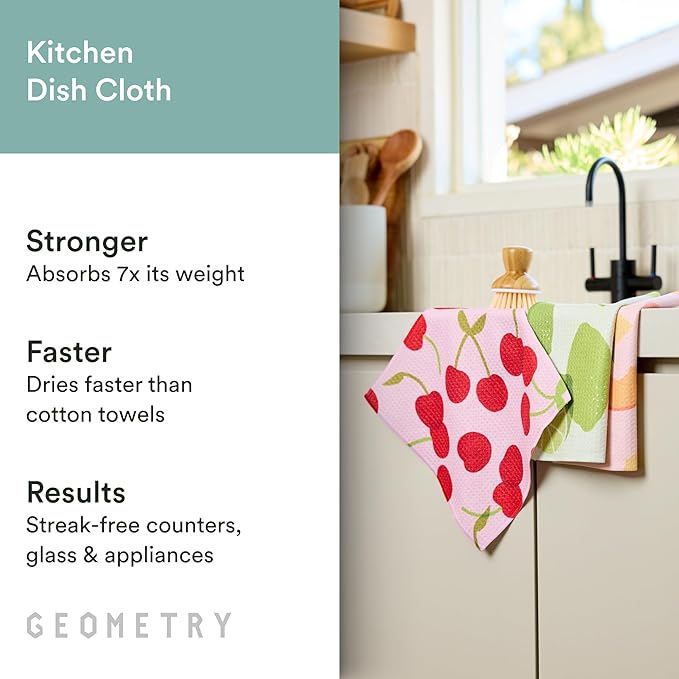 GEOMETRY Kitchen Dish Cloths - Quick Dry Dishcloths for Kitchen - Premium Dish Rags with Geoweave - (Bunny Bloom, 3-Pack Set)