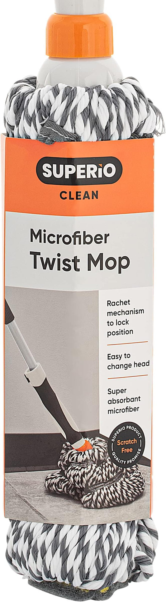Superio Twist Mop Heads Self Wringing Mop Replacement Microfiber Mop Refill Commercial/Industrial Use.-Grey