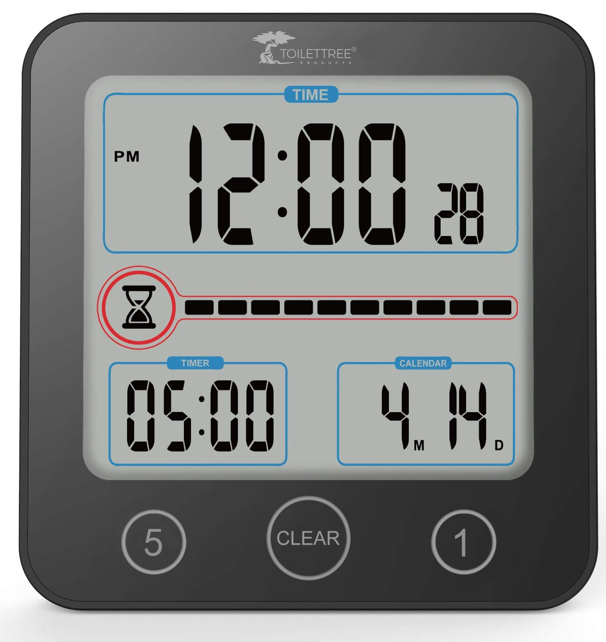 ToiletTree Products Digital Bathroom Shower Clock with Alarm & - Image 1