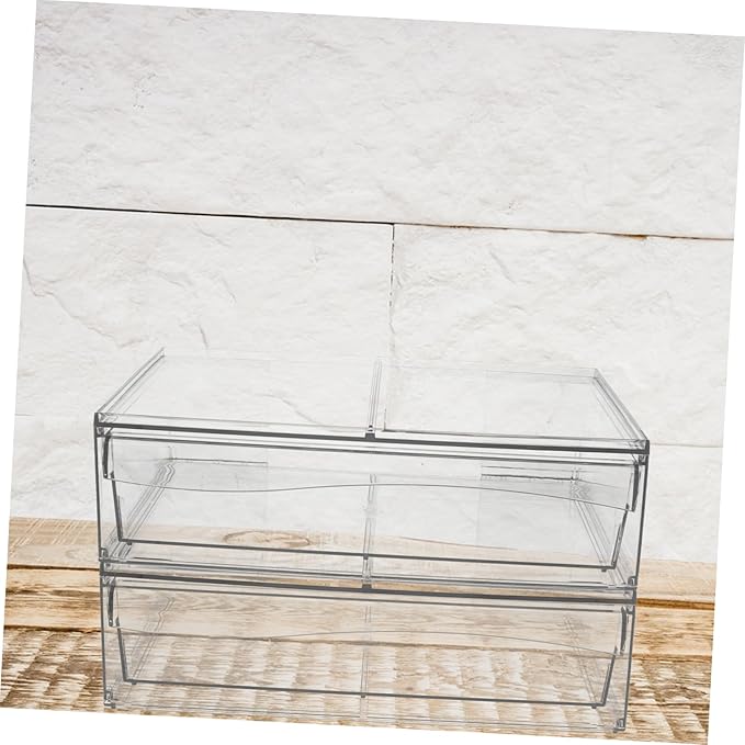 2pcs Acrylic Makeup Organizer Box Drawer Detachable Desktop Storage for Cosmetics Bathroom Accessories and Items and Easy to Clean