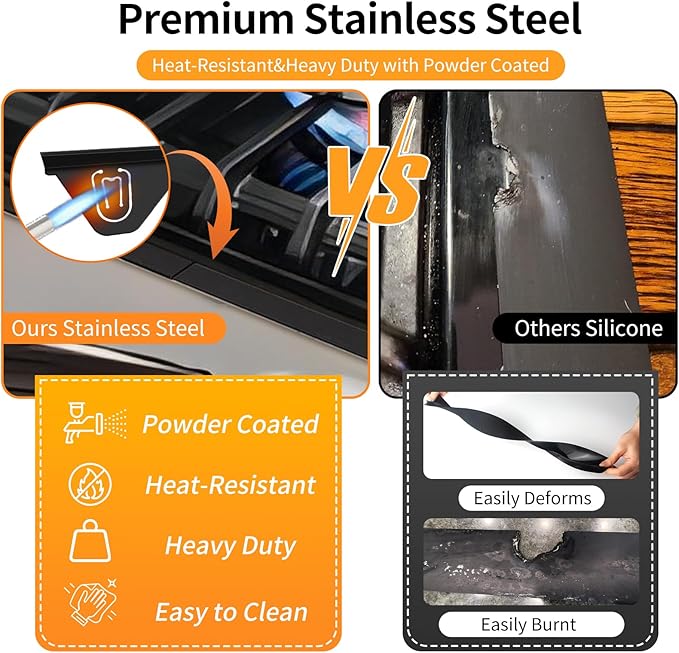 Stainless Steel Stove Gap Covers (2 Pack), Stove Gap Filler and Silicone Stove Top Shelf 30 Inch Magnetic (1 Pack), Easy Clean Heat Resistant Kitchen Bundle