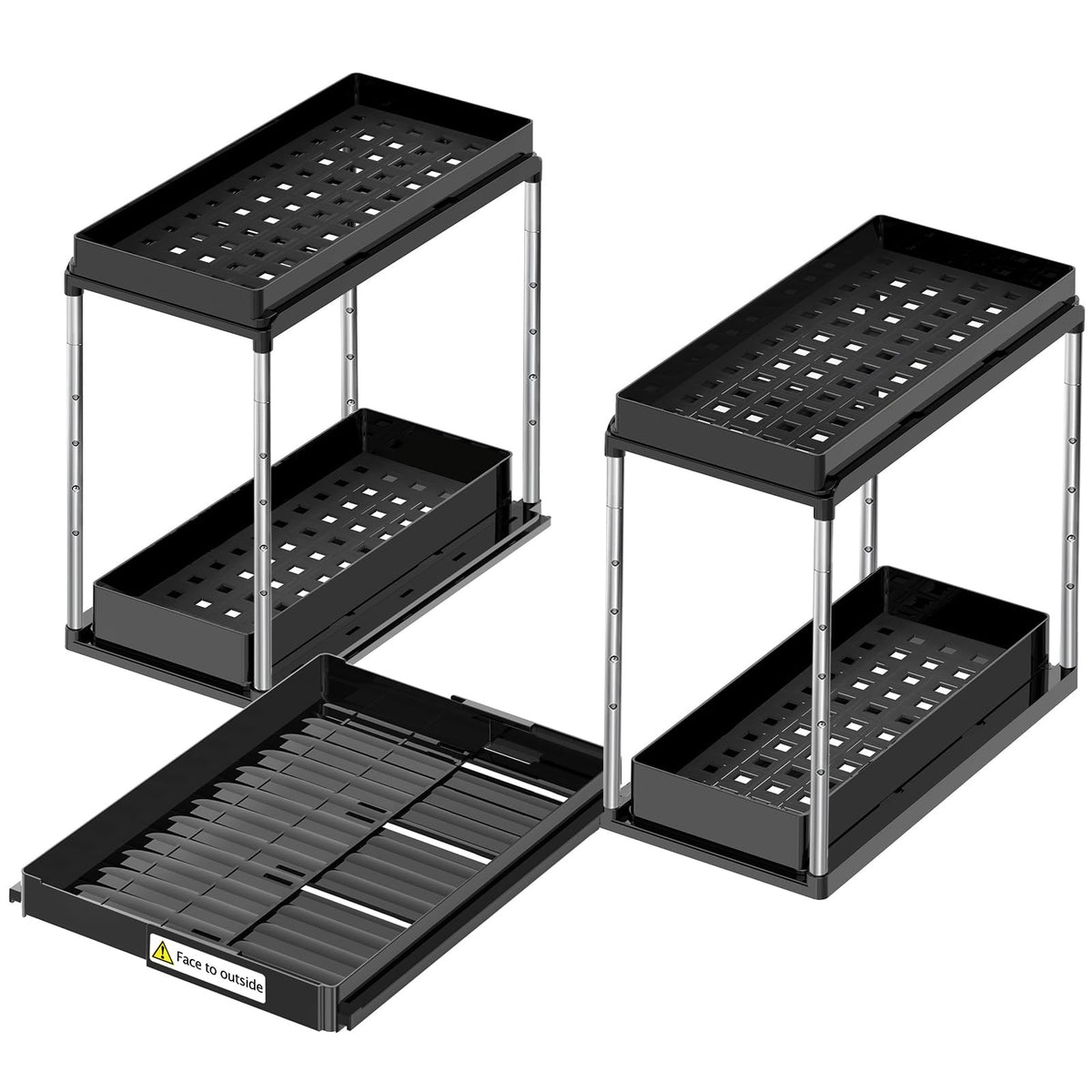 NIUXX Expandable Under Sink Organizer: 2 Tier Height Adjustable - Image 1