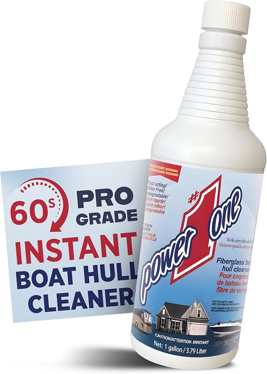 Boat Hull Cleaner for Fiberglass & Gel Coat - Removes Waterline Stains, Rust & Marine Mineral Buildup - Professional Marine-Grade Formula - Made in the USA