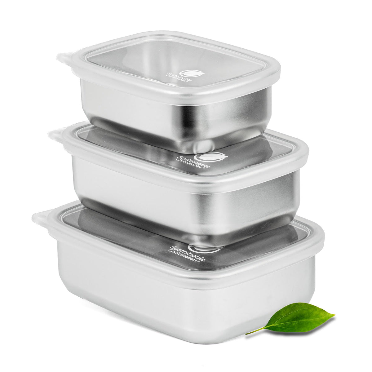 Stainless Steel Food Storage Containers with Clear Platinum - Image 1