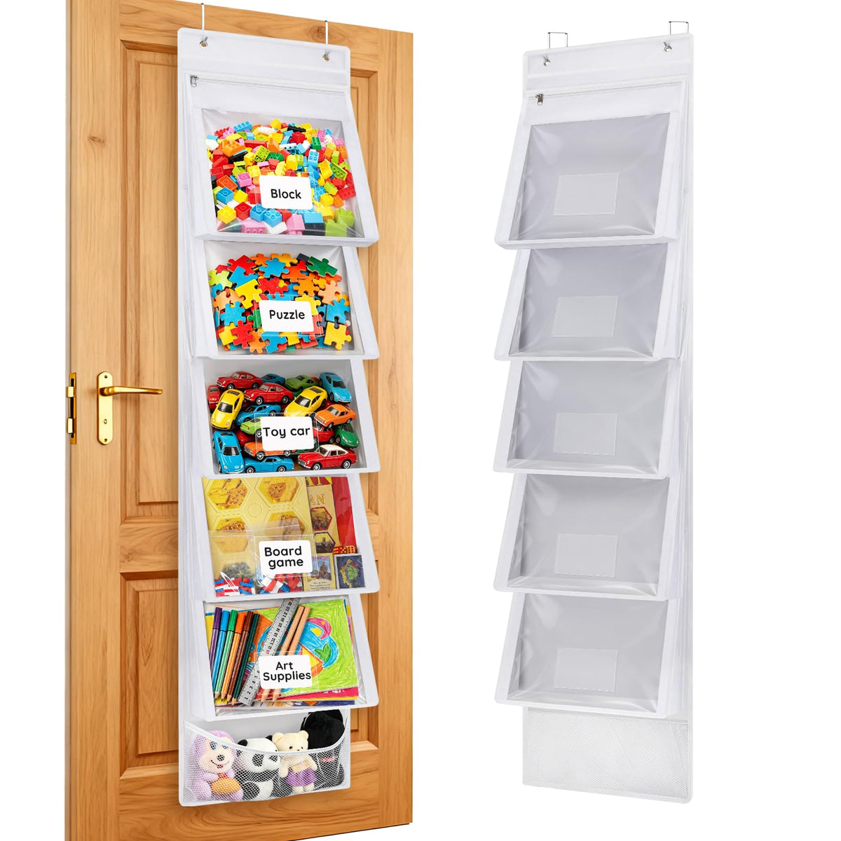 Over Door Toy Storage Organizer, Hanging Bags with 5 - Image 1