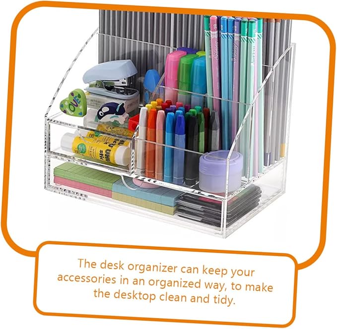 Compartment Storage Box Transparent Acrylic Desktop Organizer for Office Supplies Makeup Jewelry and Accessories Multi Drawer Storage for Use