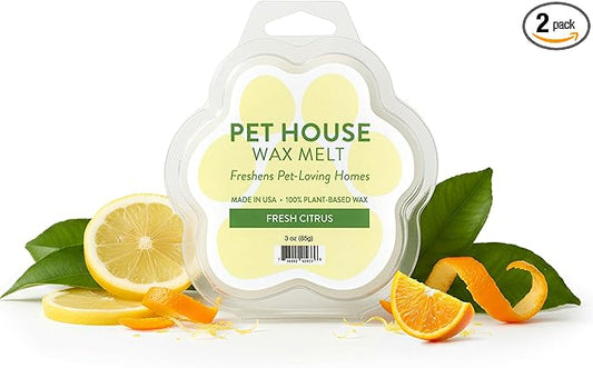 Pet House Fresh Citrus Wax Melts - Long-Lasting Scented Wax Melts Plant Based, Pet Friendly Pack of 2
