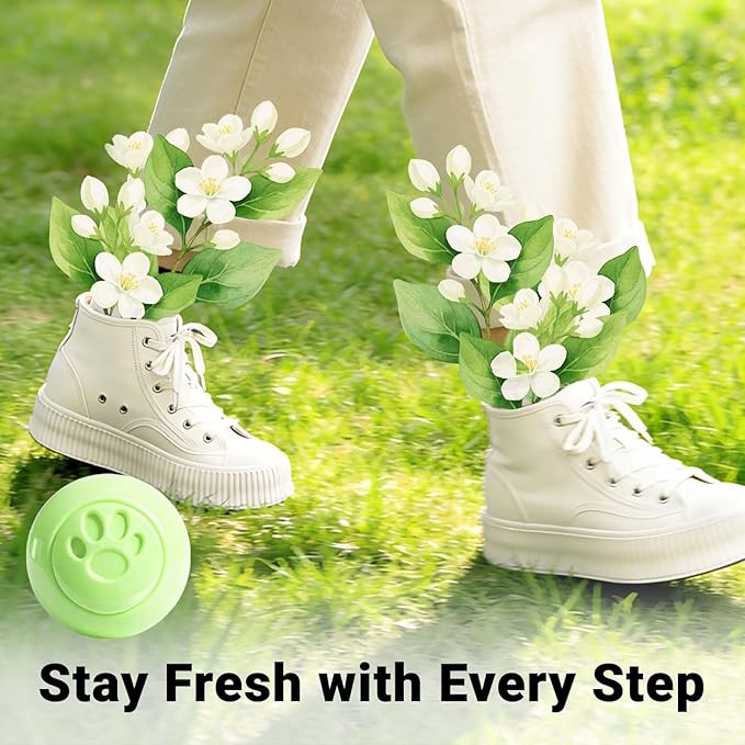 STRN Sneaker Deodorizer Balls 8 Packs Jasmine Scent Shoe Odor Elimination, Scented Plastic Ball, Long-lasting Freshness Shoe Deodorizer for Sneakers Gym, Bags, Cars and Small Spaces