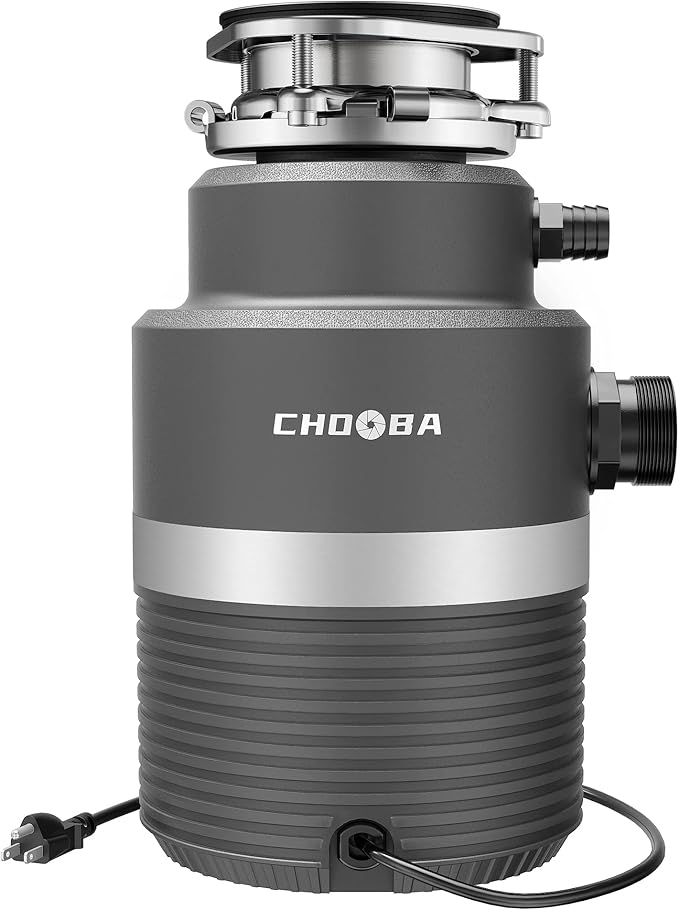 Garbage Disposal 1HP, Food Waste Disposal Continuous Feed, Garbage Disposal with Power Cord, Light Gray