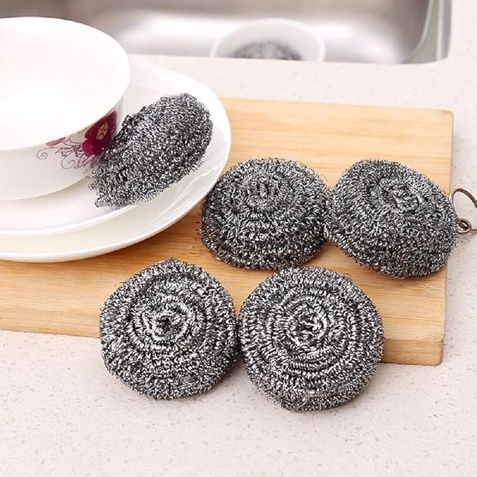 12 Pack Stainless Steel Scrubber, Steel Wool Scrubber,Scouring Pads,Metal Kitchen Scrubbers for Dishes,Stainless Steel Sponge,Steel Wool Scrubber for Cleaning Pans Sinks Dishes Pots Ovens Kitchen