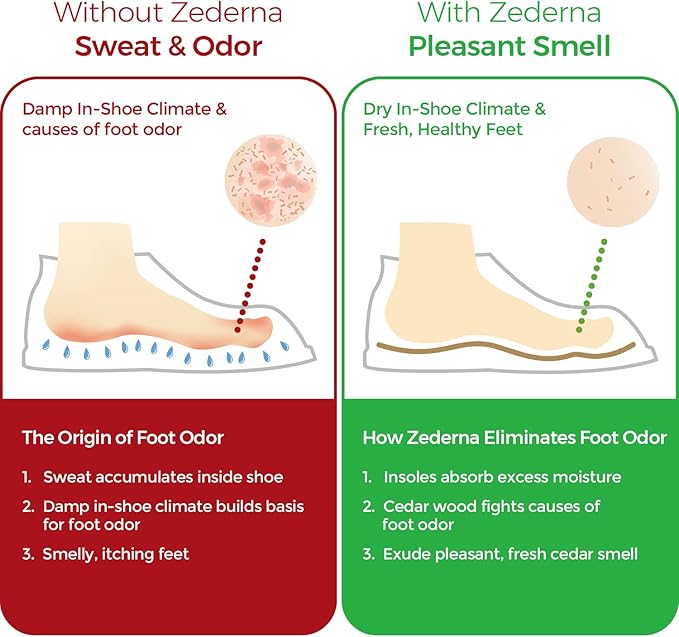 Zederna Cedar Wood Shoe Insoles 1 Pair, Cedar/RedUS M 12/W 13.5/EU 46