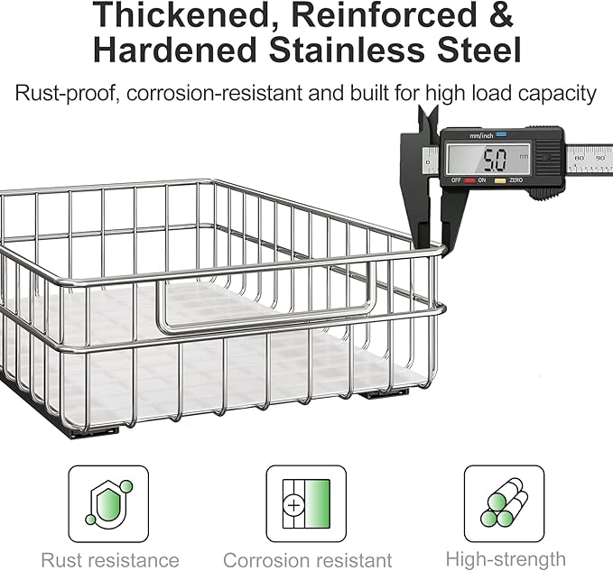 Pull-Out Cabinet Organizer — Stainless Steel, 4-Pack