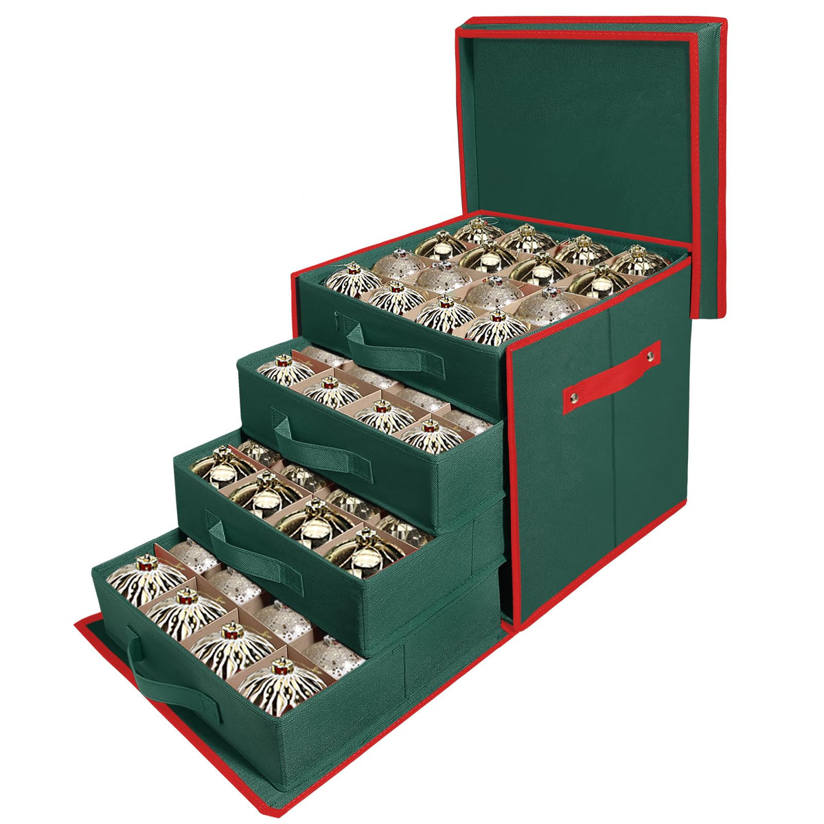 Premium Christmas Ornament Storage Box Keeps 64 3" & 4 - Image 1