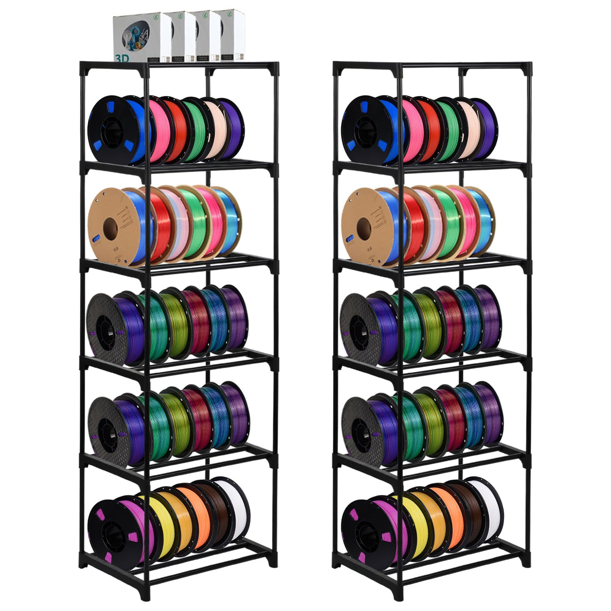 2 Pack 3D Printer Filament Storage Rack, 6-Tier | Home Organization - Image 1