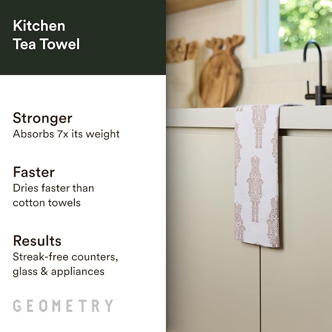 GEOMETRY Christmas Kitchen Towels - Quick Dry Microfiber Cloth Dish Towels for Kitchen Drying - Premium Quick Dry Towel - Clara Tea Towel