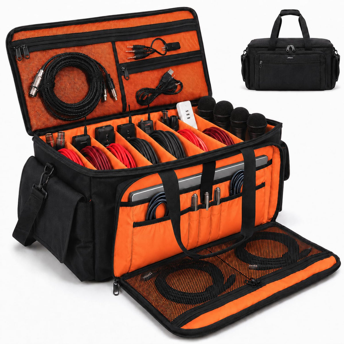 Large DJ Cable Bag Organizer with Laptop Pocket & Ad | All Products - Image 1