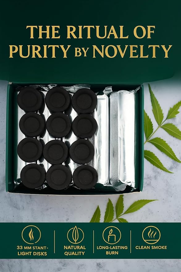 Novelty Quick Light Charcoal Discs – 100 Tablets (33mm) for Incense, Frankincense, Bakhoor & Resin Burners | Fast Lighting, Long Lasting & Clean Burning
