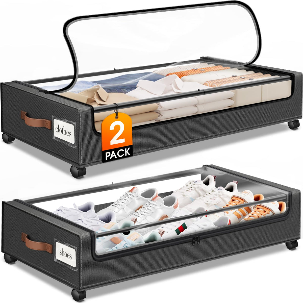 Under Bed Storage with Wheels 2Pack Storage Containers - Image 1