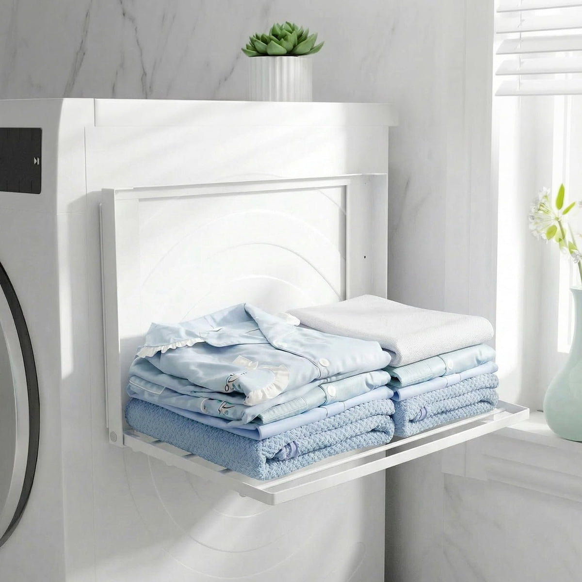 Magnetic Laundry Shelf, 24-Inch Adjustable Washer Storage Rack - Image 1