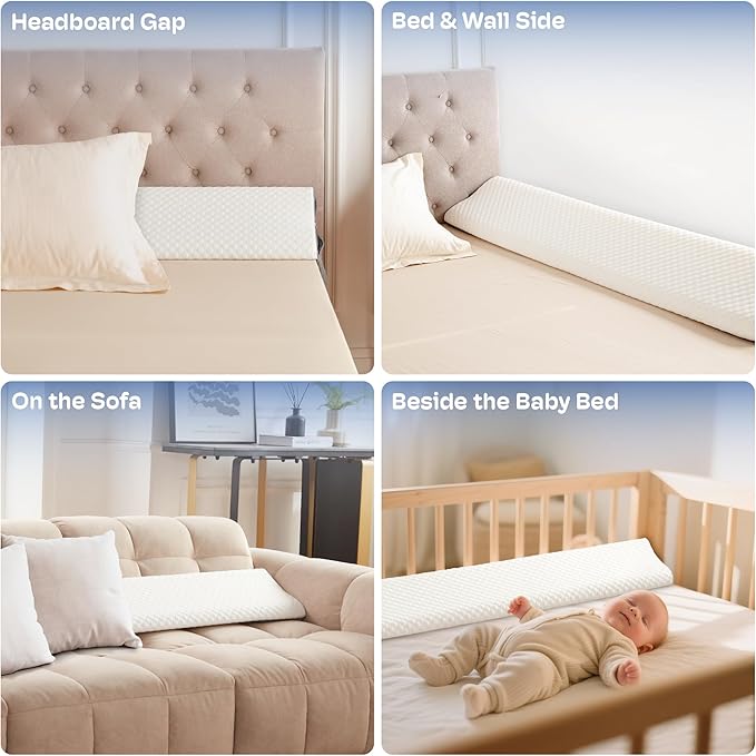 Twin Size Bed Wedge Pillow Headboard, Pillow Wedge for Headboard Gap(0-8"), Mattress Gap Filler Wedge, Stop Items Falling and Get Quality Sleep,Ergonomic Design, Non-Slip, Breathable(39"X10"X6")