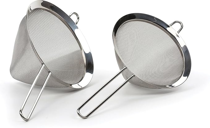 RSVP International Endurance Kitchen Collection, Stainless Steel Fine Mesh Conical Sieve/Colander, Multi-Purpose for Cooking, Baking, Loose Leaf Tea, Bar Strainer Cocktails, 8-Inch