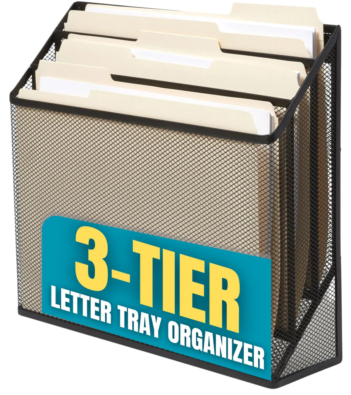 1InTheOffice 3 Tiers File Folder Organizer, Desk Sorter - Image 1