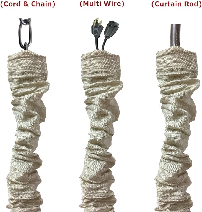 Royal Designs, Inc. CC-1-LB Beige Cord & Chain Cover 4' Linen Fabric Touch Fastener, Linen Beige
