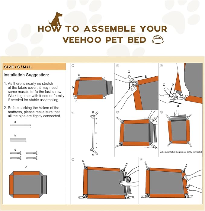 Veehoo Outdoor Elevated Dog Bed Large Sized Dogs, Extra Large Cooling Raised Dog Cots Beds Training Platform Off Ground Hammock with Breathable Mesh, No-Slip Feet, 45"x33", Brown